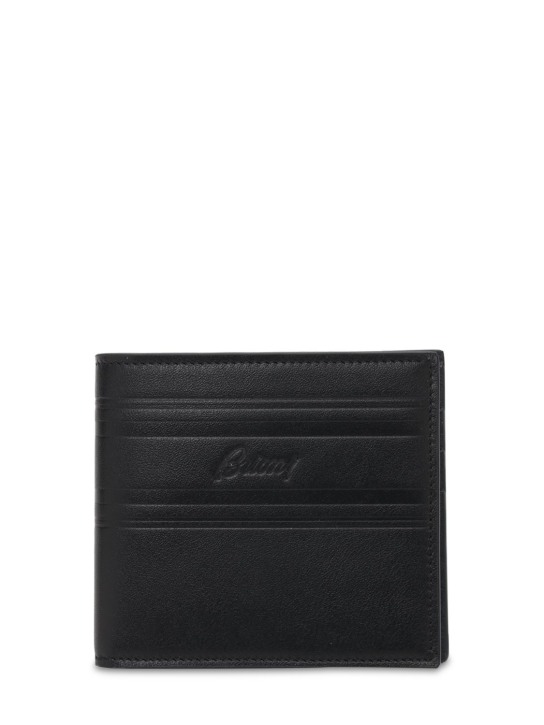 Brioni: Classic leather wallet - Siyah/Mavi - men_0 | Luisa Via Roma