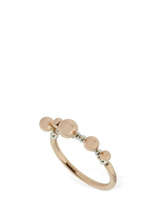 DoDo: 9KT Rose gold Bollicine thin ring - Gold/Silver - women_0 | Luisa Via Roma