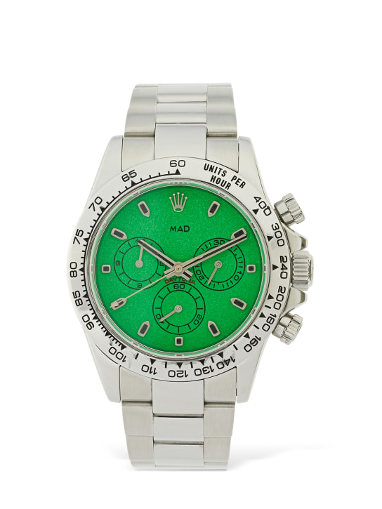 Mad Paris: 40mm Rolex Daytona watch - Silver/Green - women_0 | Luisa Via Roma