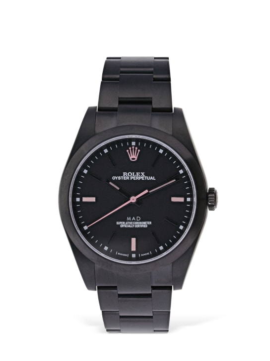 Mad Paris: 39mm Rolex Oyster Perpetual watch - Black/Pink - women_0 | Luisa Via Roma