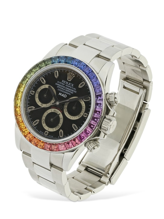 Mad Paris: 40mm Rolex Daytona Rainbow watch - Silver/Multi - men_1 | Luisa Via Roma