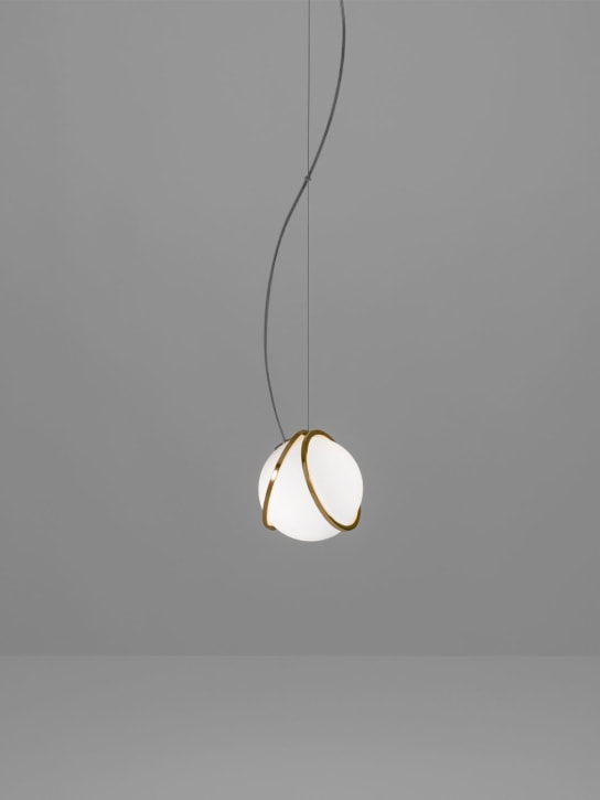 Terzani: Pug pendant lamp w/ canopy - Pol.Brass/Satin - ecraft_1 | Luisa Via Roma