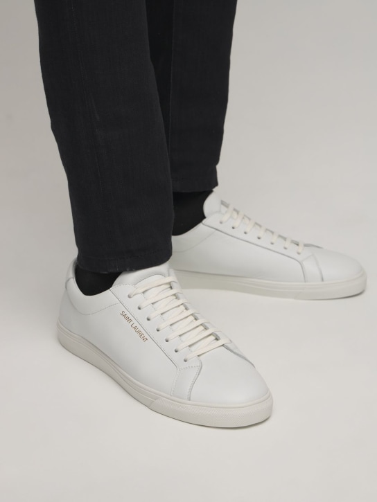 Saint Laurent: Sneakers Andy de piel - Blanco - men_1 | Luisa Via Roma