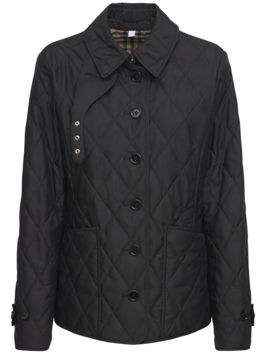Burberry: Fernleigh quilted nylon buttoned jacket - Black - women_0 | Luisa Via Roma