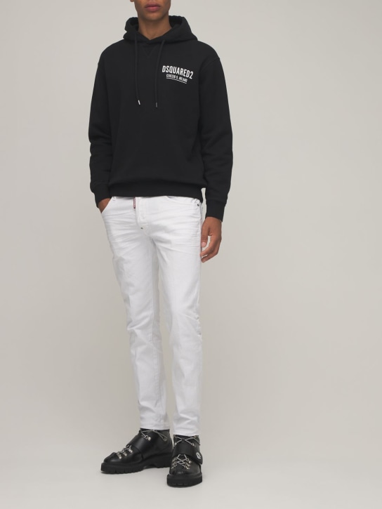 Dsquared2: Ceresio 9 print cotton jersey hoodie - Black - men_1 | Luisa Via Roma