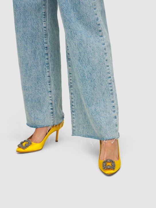 Manolo Blahnik: 70mm Hangisi satin pumps - Yellow - women_1 | Luisa Via Roma