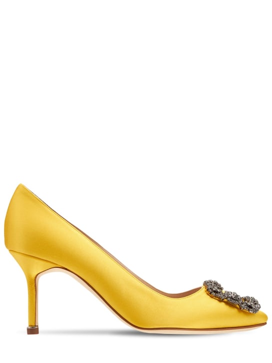 Manolo Blahnik: Zapatos de tacón de satén 70mm - Amarillo - women_0 | Luisa Via Roma