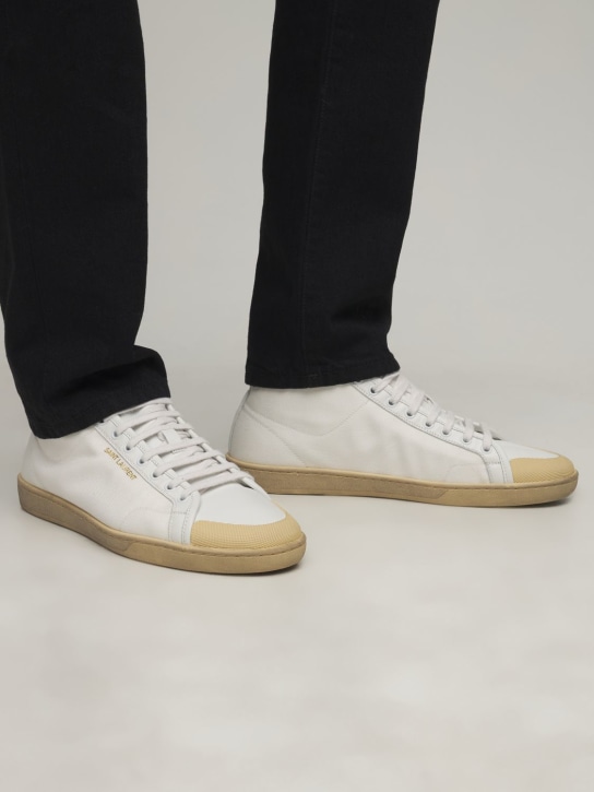 Saint Laurent: Sneakers SL/39 in tela di cotone - Off White - men_1 | Luisa Via Roma