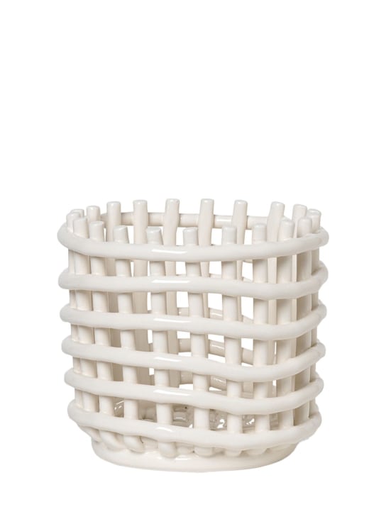 Ferm Living: Cesto pequeño de cerámica esmaltada - Blanco - ecraft_0 | Luisa Via Roma