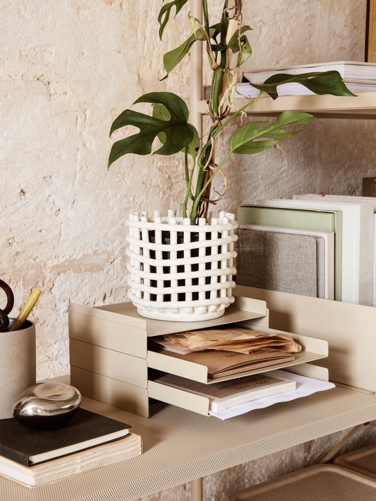 Ferm Living: Cesto pequeño de cerámica esmaltada - Blanco - ecraft_1 | Luisa Via Roma