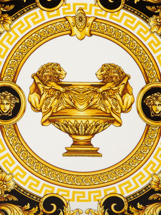 Versace: BADEMANTEL AUS BAUMWOLLE "LA COUPE DES DIEUX" - Gold/Weiß - ecraft_1 | Luisa Via Roma