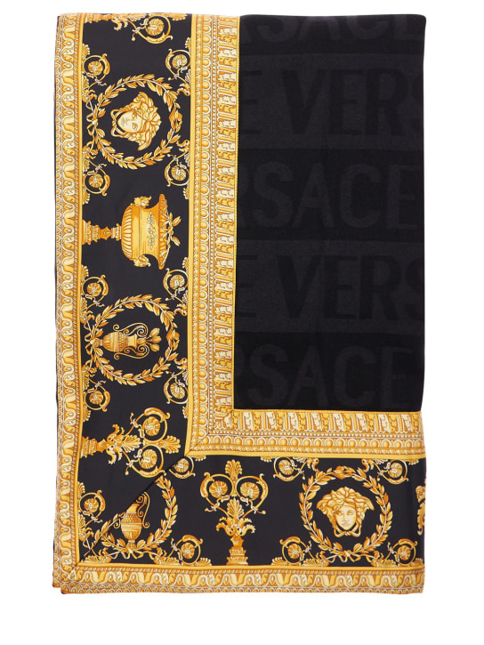 Versace: Barocco & Robe スロー - ブラック/ゴールド - ecraft_0 | Luisa Via Roma