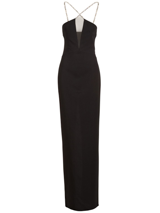 STRETCH VISCOSE CREPE HALTER NECK DRESS - Thumbnail 1