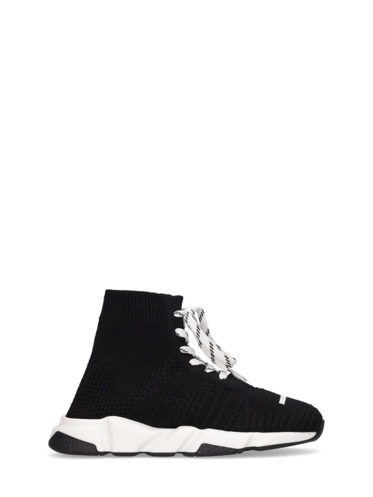 Balenciaga: Speed针织运动鞋 - 黑色/白色 - kids-boys_0 | Luisa Via Roma