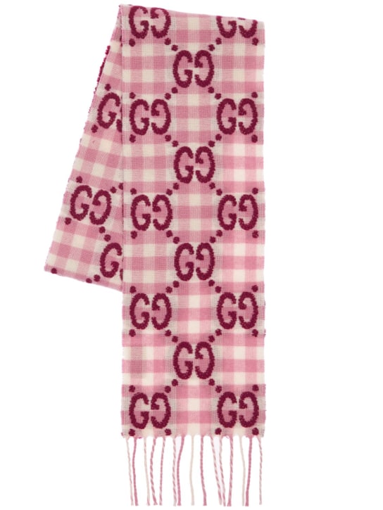 Gucci: Écharpe en laine mélangée à logo GG - Rose - kids-girls_0 | Luisa Via Roma