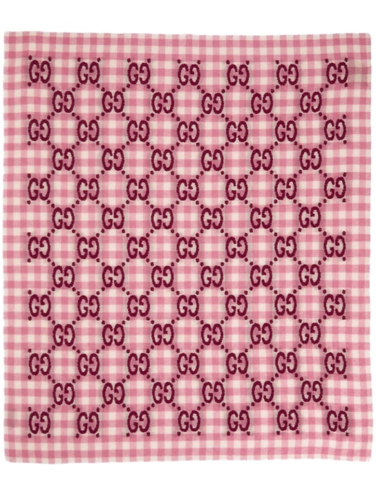 Gucci: GG logo Diamin B 90X wool blend blanket - Pink - kids-girls_0 | Luisa Via Roma