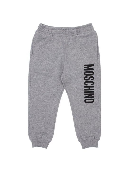 Moschino: Pantalon de jogging en coton imprimé logo - Gris - kids-boys_0 | Luisa Via Roma