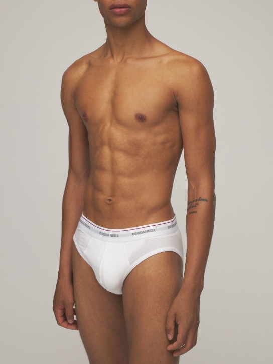 Dsquared2 Underwear: Set di 3 slip in jersey di cotone con logo - men_1 | Luisa Via Roma
