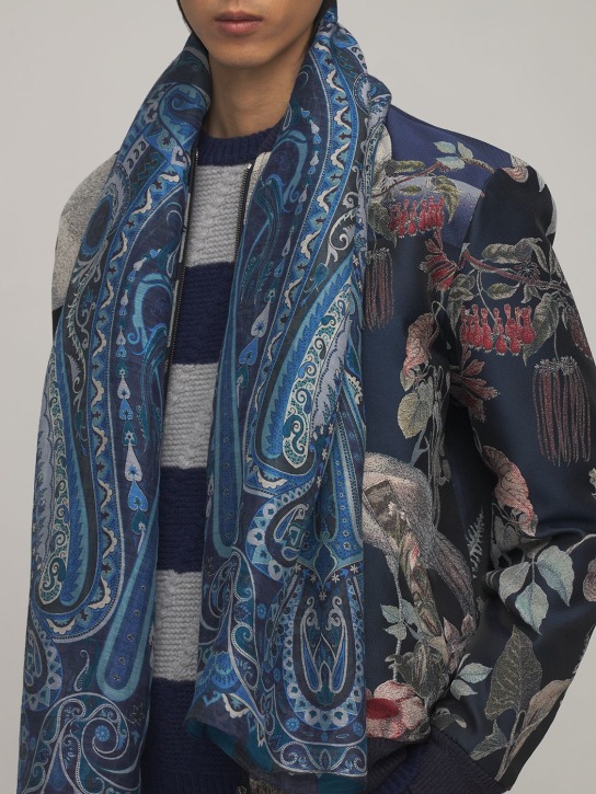 Etro: Delhy Cupido linen & silk scarf - men_1 | Luisa Via Roma