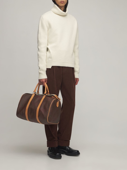 Etro: Paisley print coated cotton duffle bag - men_1 | Luisa Via Roma