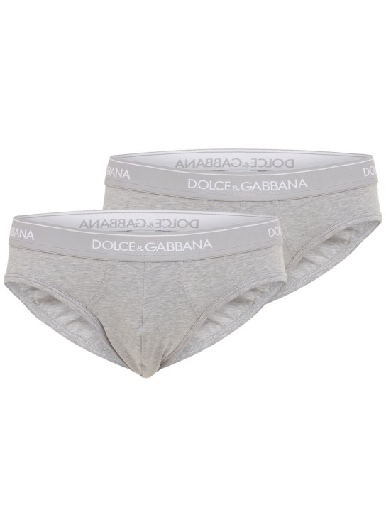 Dolce&Gabbana: ストレッチジャージーブリーフ 2枚パック - ダークグレー - men_0 | Luisa Via Roma