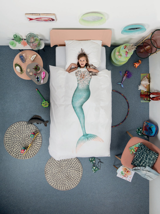 Snurk: Mermaid organic cotton duvet cover set - Beyaz - kids-girls_1 | Luisa Via Roma