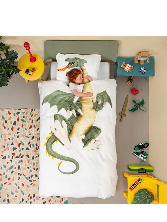 Snurk: Dragon organic cotton duvet cover set - White - kids-boys_1 | Luisa Via Roma