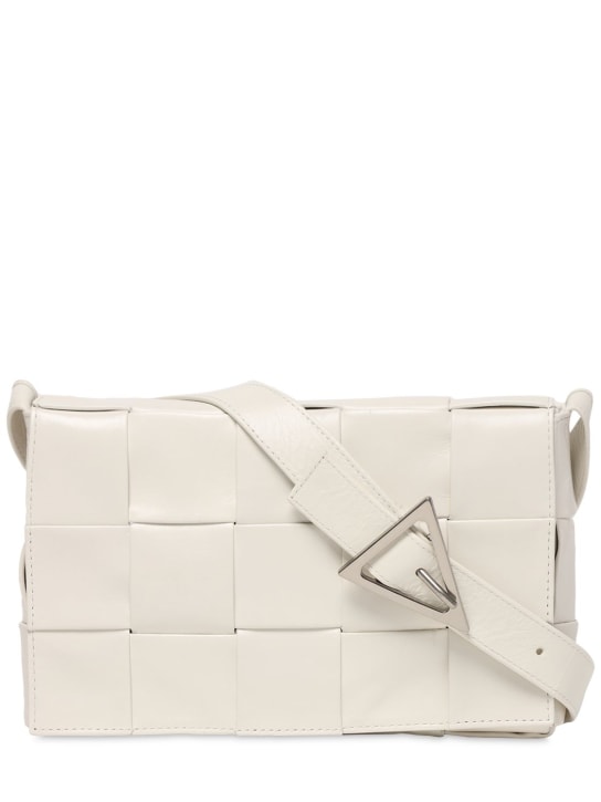 Bottega Veneta: Intreccio leather crossbody bag - White - men_0 | Luisa Via Roma