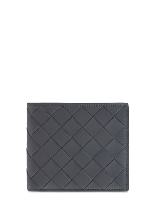 Bottega Veneta: Intrecciato leather bi-fold wallet - Thunder - men_0 | Luisa Via Roma