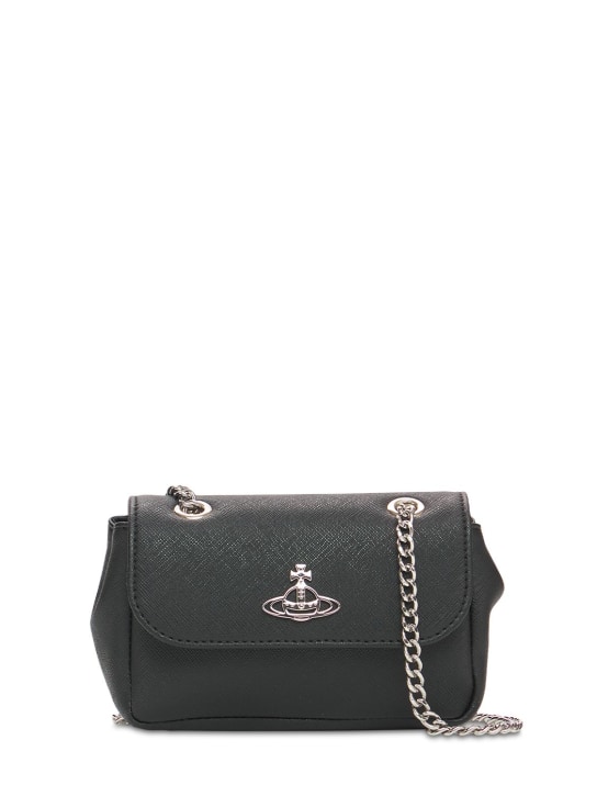 Vivienne Westwood: Small Derby faux leather shoulder bag - Black - women_0 | Luisa Via Roma