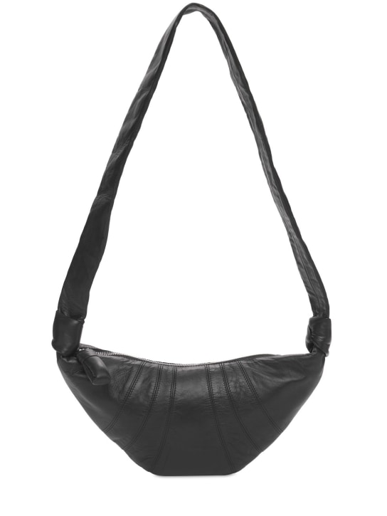 Lemaire: Small Croissant soft nappa shoulder bag - Black - women_0 | Luisa Via Roma