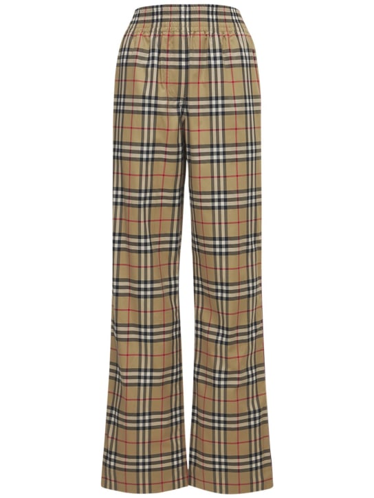 Burberry: Louane check stretch cotton pants - Multicolor - women_0 | Luisa Via Roma