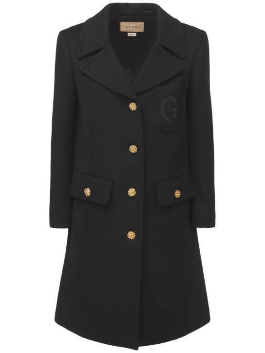 Gucci: Manteau en laine embellie - Noir - women_0 | Luisa Via Roma