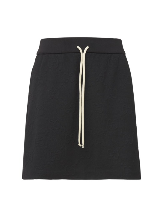 Gucci: Mini falda de jersey - Negro - women_0 | Luisa Via Roma