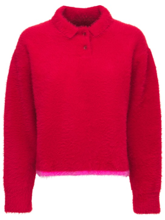 Jacquemus: Le Polo Neve knit sweater - Red/Fuchsia - women_0 | Luisa Via Roma