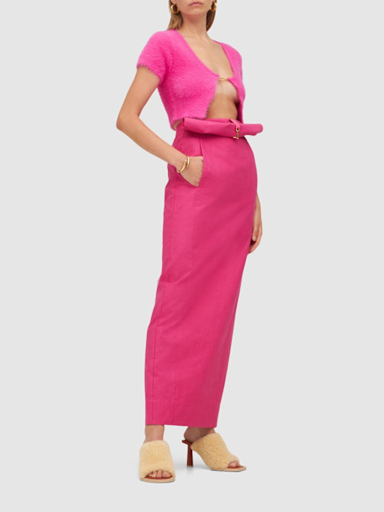 Jacquemus: La Maille Neve fluffy crop top - Pink - women_1 | Luisa Via Roma
