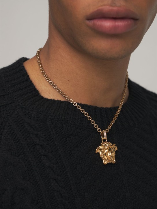 Versace: Medusa charm necklace - Gold/Crystal - men_1 | Luisa Via Roma