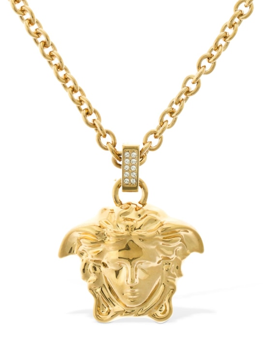 Versace: Medusa charm necklace - Gold/Crystal - women_0 | Luisa Via Roma