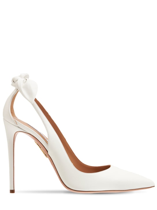 Aquazzura: 105毫米Bow Tie皮革高跟鞋 - 白色 - women_0 | Luisa Via Roma