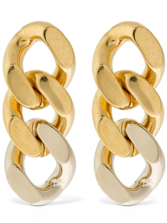 Saint Laurent: 3 curb chain links earrings - Gold/Silver - women_0 | Luisa Via Roma