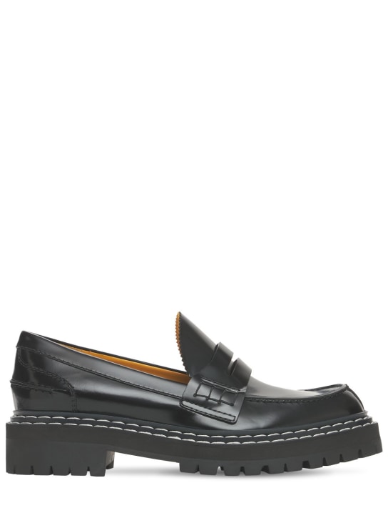 Proenza Schouler: 30MM LUG BRUSHED LEATHER LOAFERS - women_0 | Luisa Via Roma