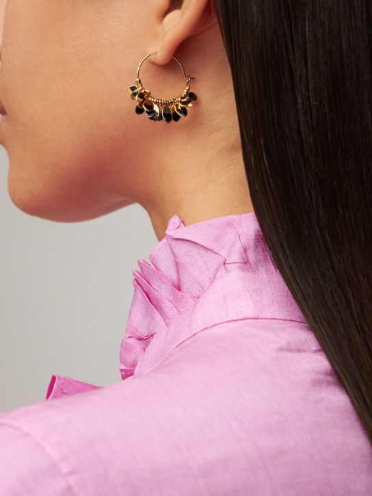 Isabel Marant: Casablanca hoop earrings - Gold/Black - women_1 | Luisa Via Roma