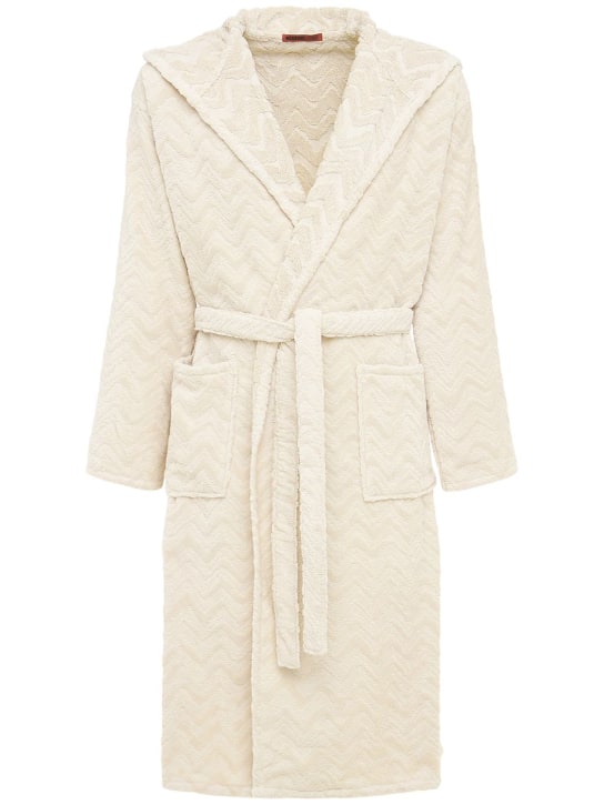 Missoni Home: Rex hooded cotton bathrobe - Beige - ecraft_0 | Luisa Via Roma