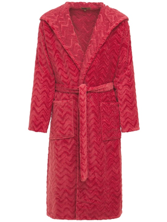 Missoni Home: Rex hooded cotton bathrobe - Red - women_0 | Luisa Via Roma