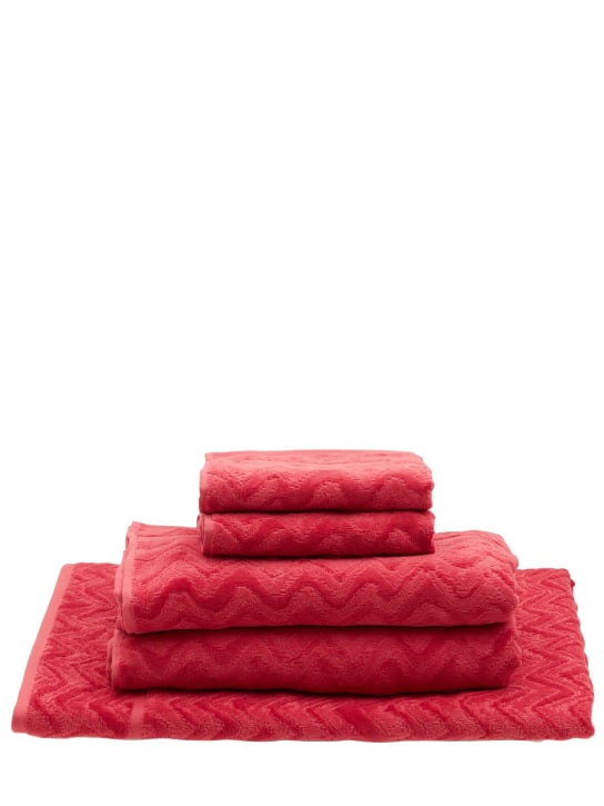 Missoni Home: Lot de 5 serviettes de bain en coton Rex - Rouge - ecraft_0 | Luisa Via Roma