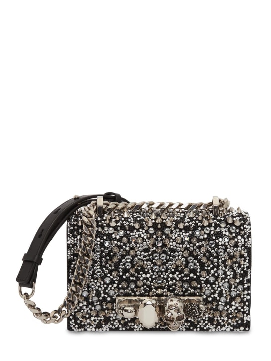 Alexander McQueen: Mini Jewelled leather shoulder bag - Black - women_0 | Luisa Via Roma