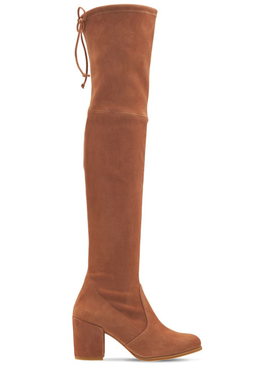 Stuart Weitzman: 70mm Tieland stretch suede boots - women_0 | Luisa Via Roma