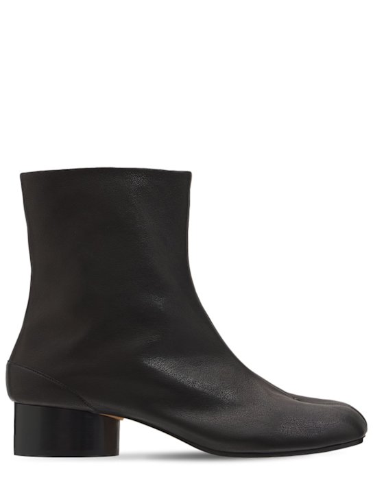 Maison Margiela: 30mm Tabi Vintage leather ankle boots - Black - women_0 | Luisa Via Roma