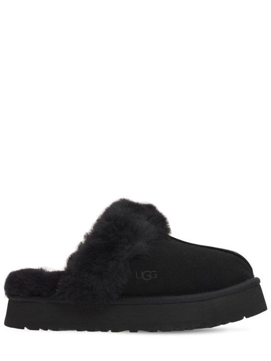 Ugg: Mules de shearling y ante 25mm - Negro - women_0 | Luisa Via Roma