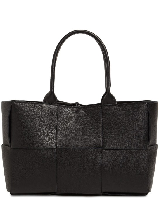 Bottega Veneta: Medium Arco leather tote bag - Black-gold - women_0 | Luisa Via Roma